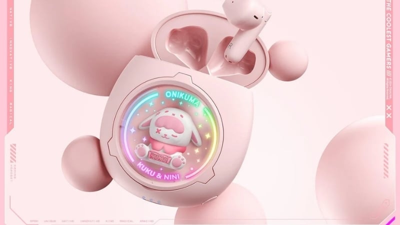 Tai nghe Onikuma In-ear T302 TWS Hồng có ánh sáng RGB hiệu ứng con thoi