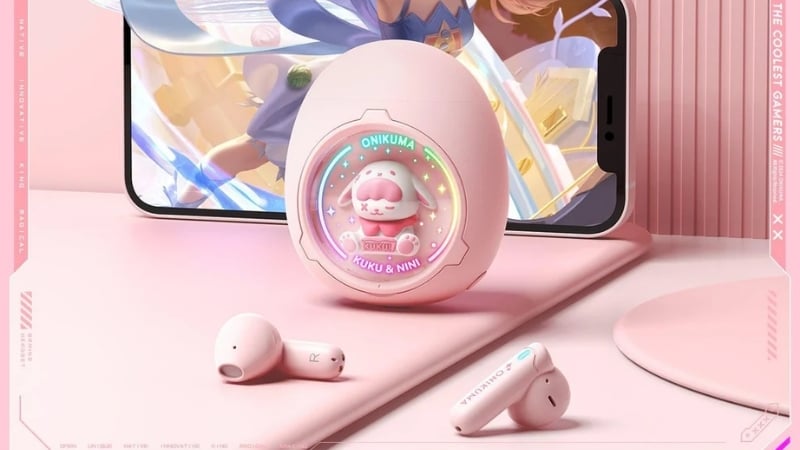 Tai nghe Onikuma In-ear T302 TWS Hồng có chế độ game độ trễ thấp