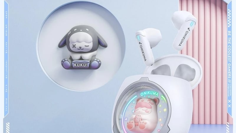 Tai nghe Onikuma In-ear T302 TWS Xám Trắng có kết nối Bluetooth 5.3 ổn định