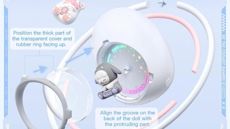 Tai nghe Onikuma In-ear T302 TWS Xám Trắng có thiết kế DIY vỏ tháo rời độc đáo