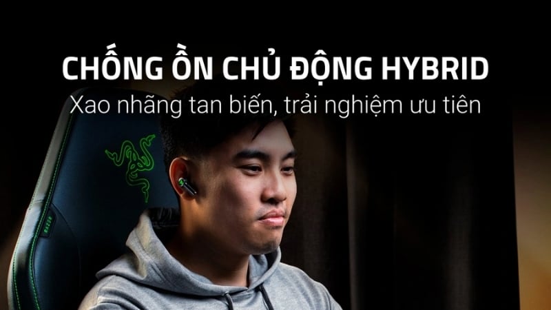 Tai nghe Razer Hammerhead V3 HyperSpeed Black được trang bị Hybrid ANC chống ồn