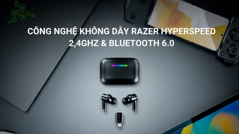 Tai nghe Razer Hammerhead V3 HyperSpeed Black có nhiều kết nối không dây hiện đại