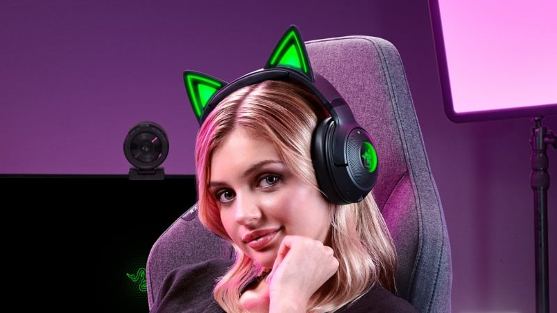 Tai nghe Razer Kraken Kitty V2 BT Black nổi bật với tai mèo&nbsp;Razer Chroma