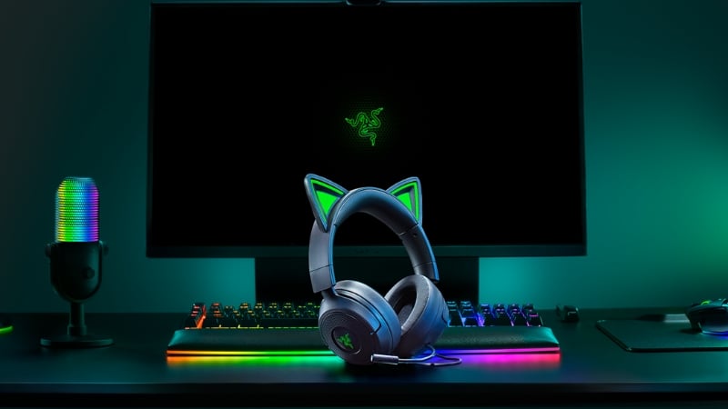 Tai nghe Razer Kraken Kitty V3 X Black có thiết kế tai mèo đầy cá tính