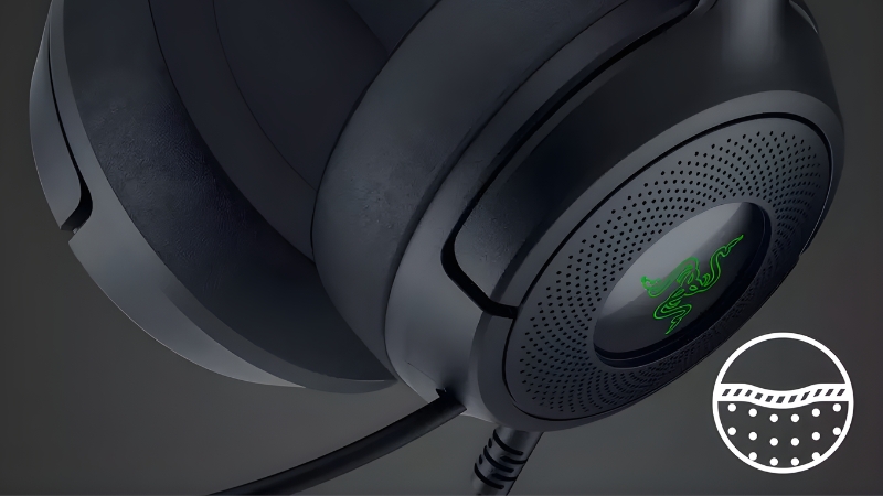 Tai nghe Razer Kraken Kitty V3 X Black được trang bị đệm tai Oval Ear Cushions êm ái