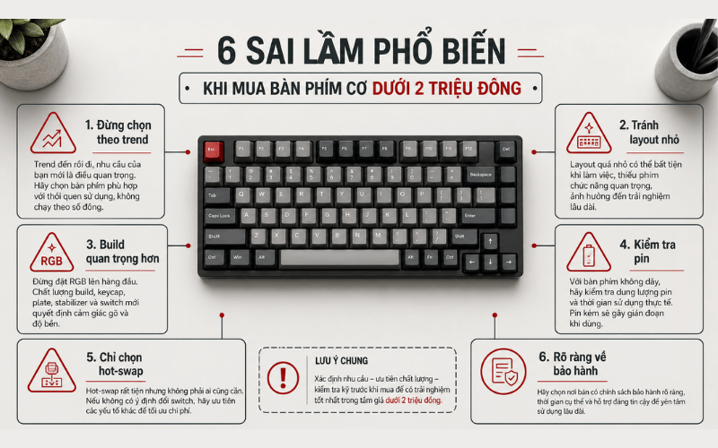 Những lỗi thường gặp khi mua bàn phím cơ dưới 2 triệu