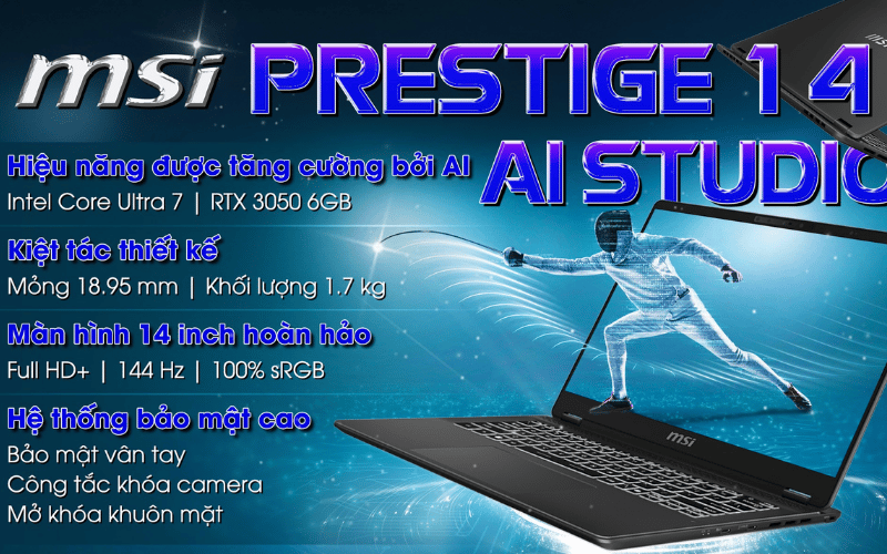 Laptop MSI Prestige 14 AI Studio C1UDXG 058VN