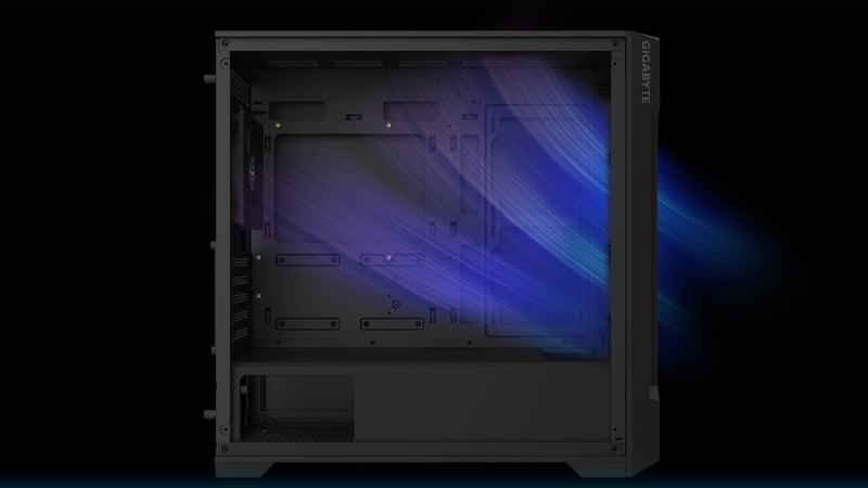 Vỏ case Gigabyte Aorus C102 Glass tạo ra luồng gió tối ưu