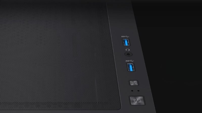 Vỏ case Gigabyte Aorus C102 Glass có kết nối mặt trước tiện lợi