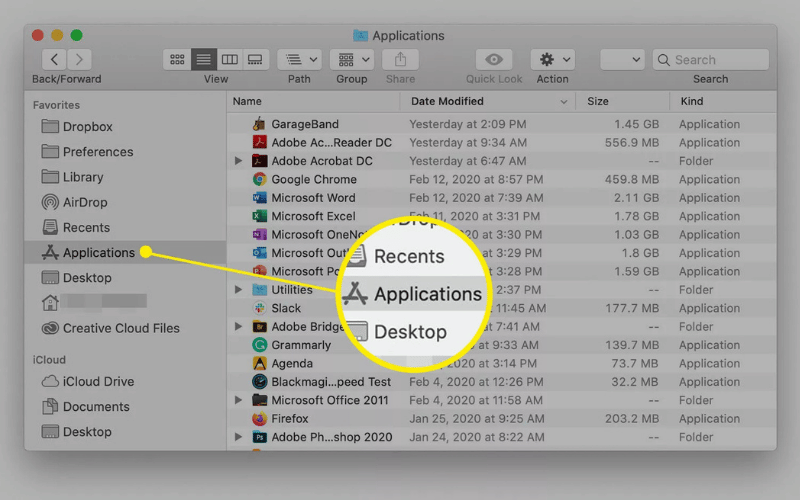 Mở Finder, vào thư mục Applications