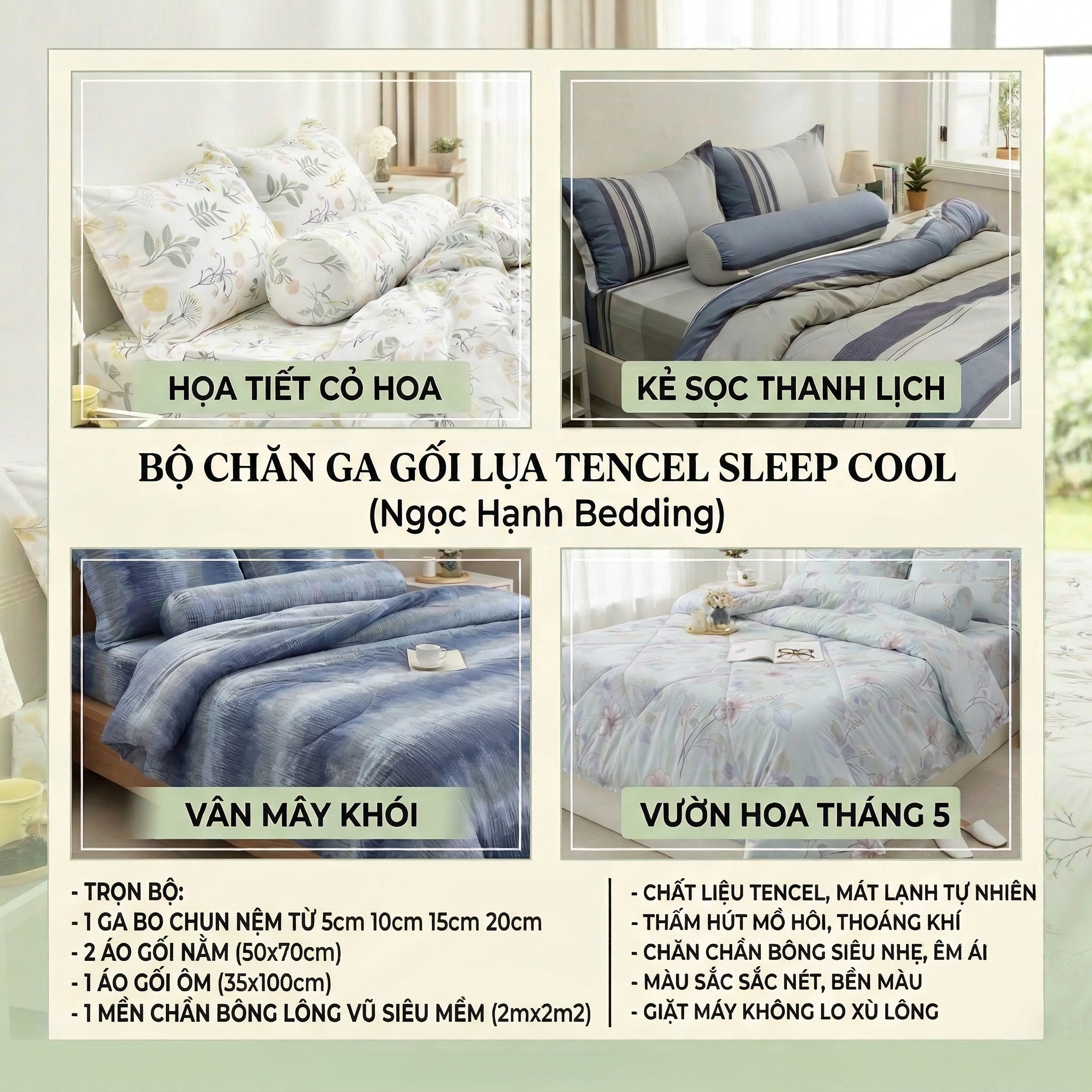 Drap giường Lụa Tencel  40s Sleep Cool