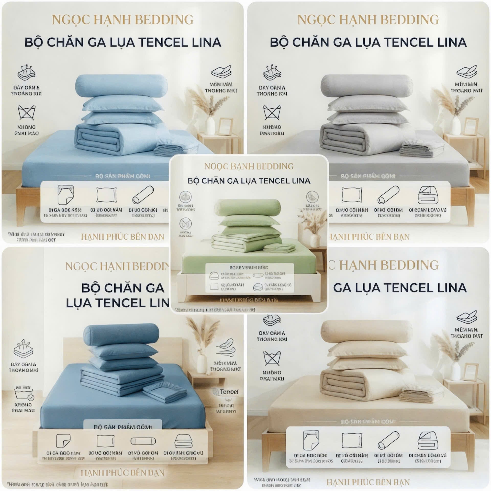 Bộ Chăn ga gối Lụa Tencel  Lina
