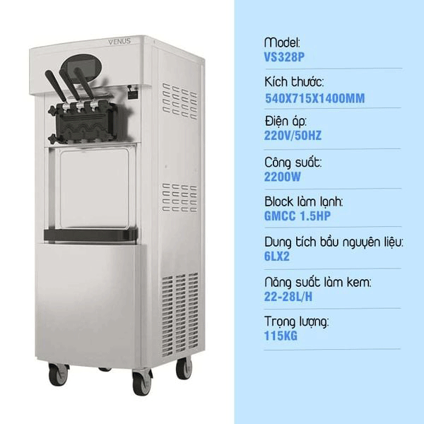 Hình ảnh thông số máy làm kem Venus VS328P