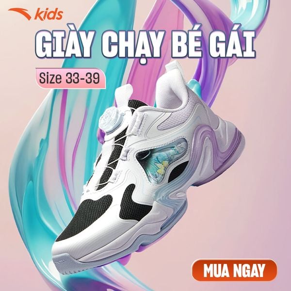 Giày Chạy Thể Thao Bé Gái Size 33-39 Anta Kids 3225D5521-1