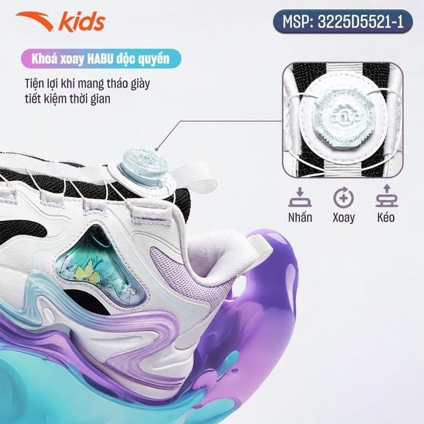Giày Chạy Thể Thao Bé Gái Size 33-39 Anta Kids 3225D5521-1