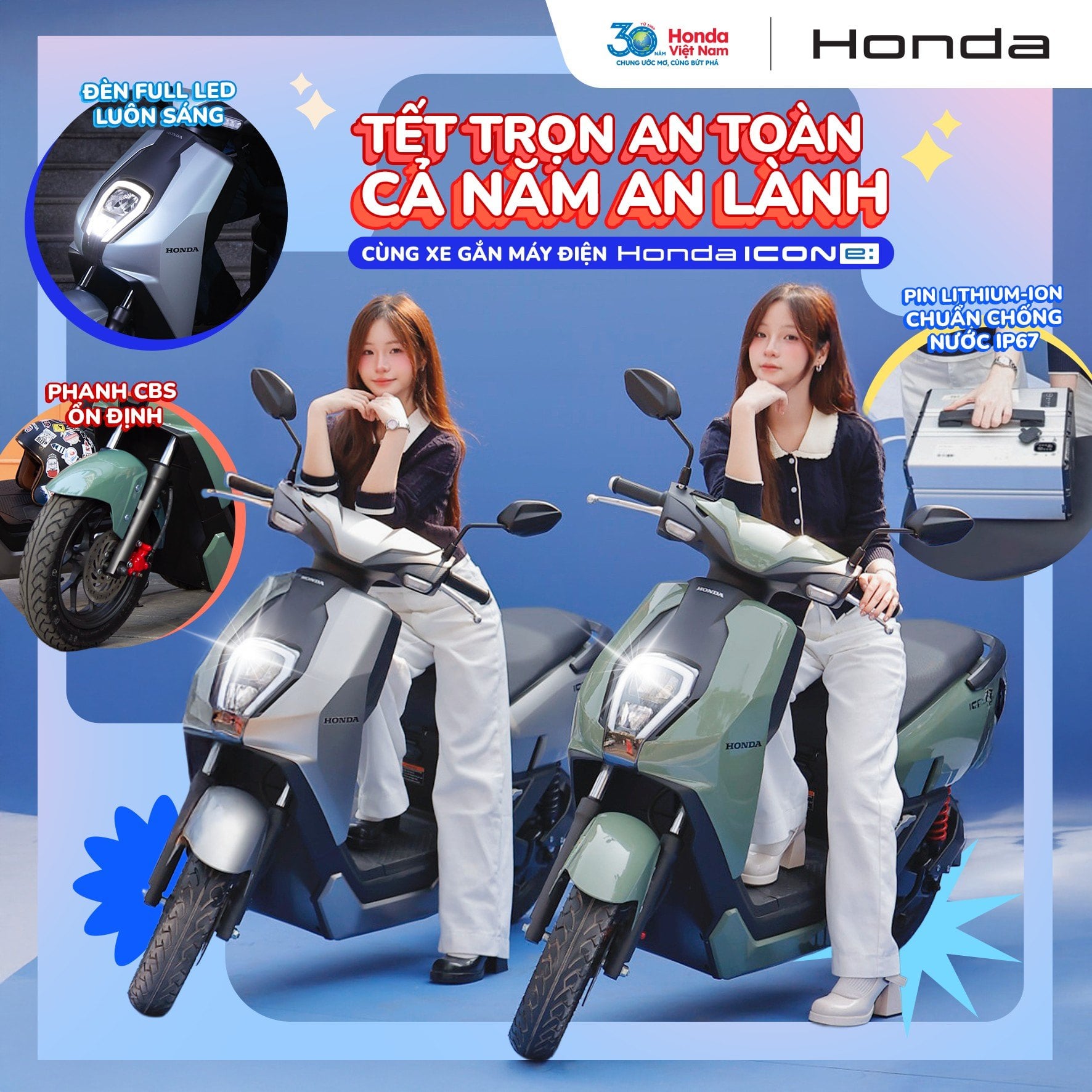 Tết Trọn An Toàn, Cả Năm An Lành, cùng xe gắn máy điện Honda ICON e: