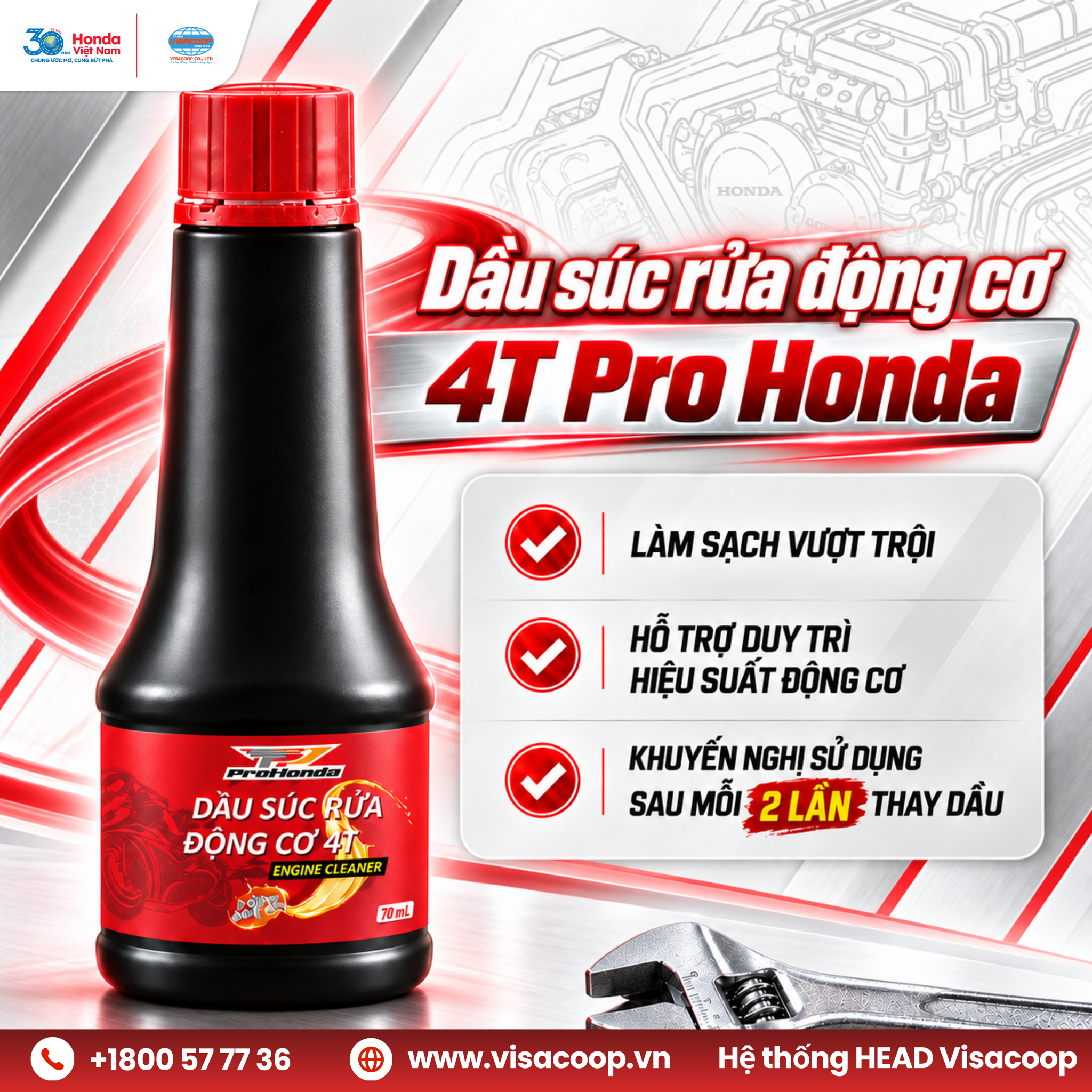 DẦU SÚC RỬA ĐỘNG CƠ 4T – PRO HONDA ENGINE CLEANER!