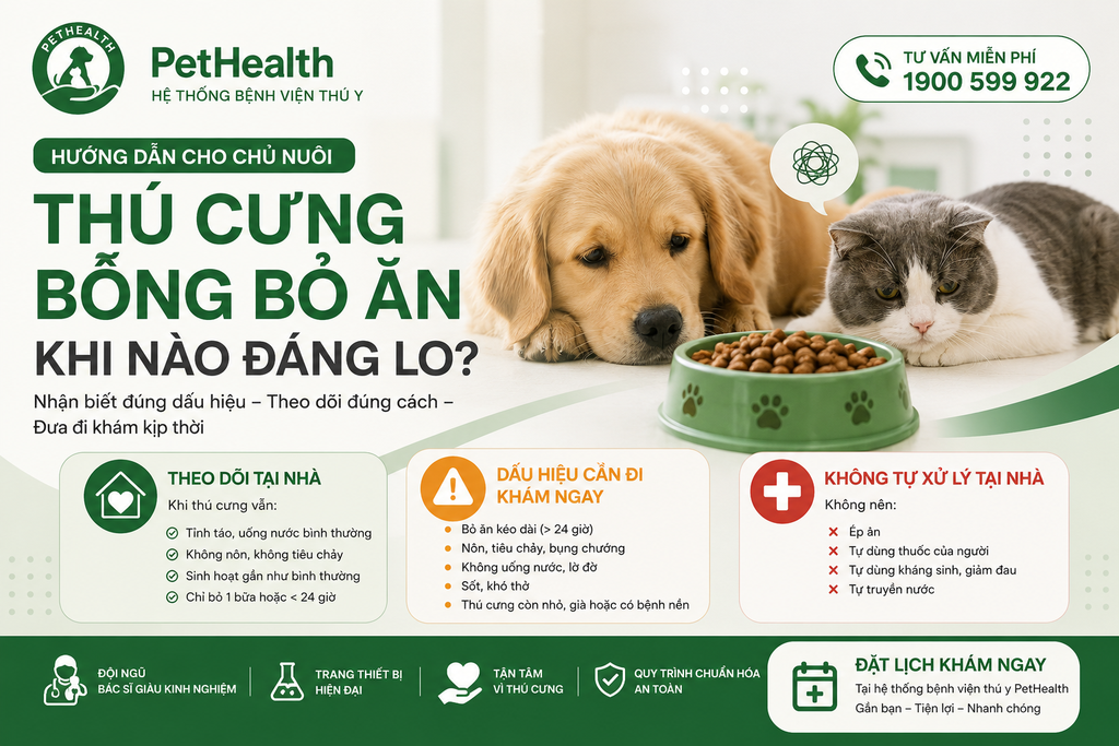 Thú cưng bỏ ăn: Khi nào có thể theo dõi tại nhà, khi nào cần đưa đến bác sĩ thú y?
