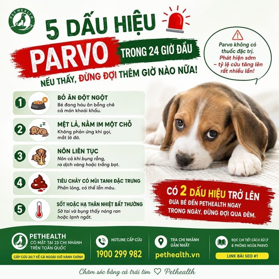 Parvo Ở Chó: 5 Dấu Hiệu Nhận Biết Trong 24 Giờ Đầu — Bác Sĩ Thú Y Pethealth Hướng Dẫn
