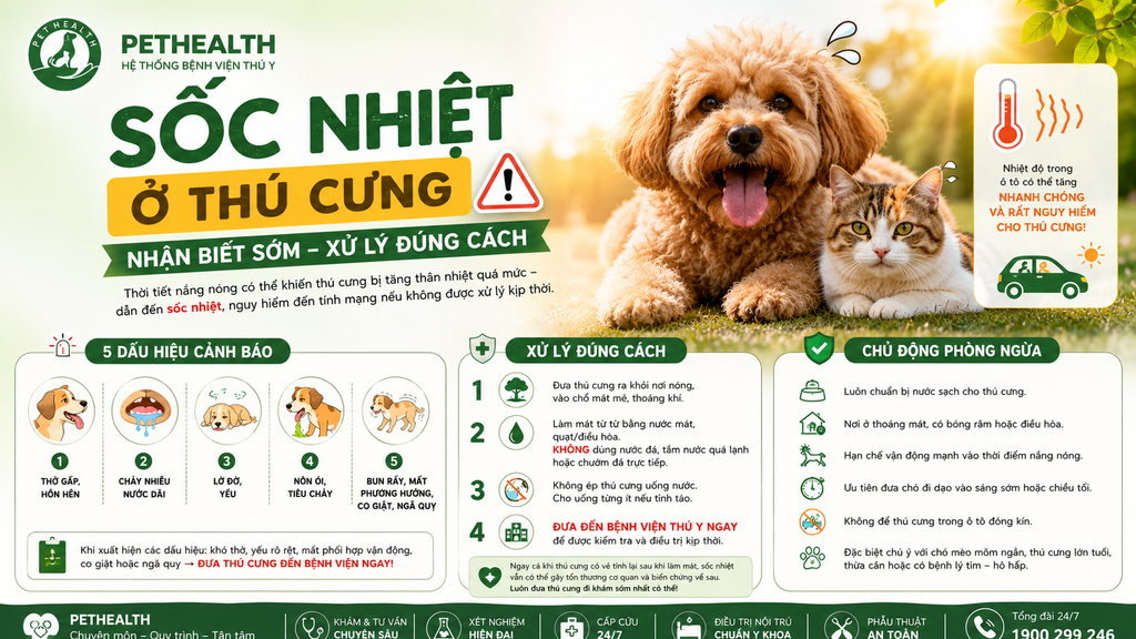 SỐC NHIỆT Ở THÚ CƯNG: NHẬN BIẾT SỚM, XỬ LÝ ĐÚNG CÁCH