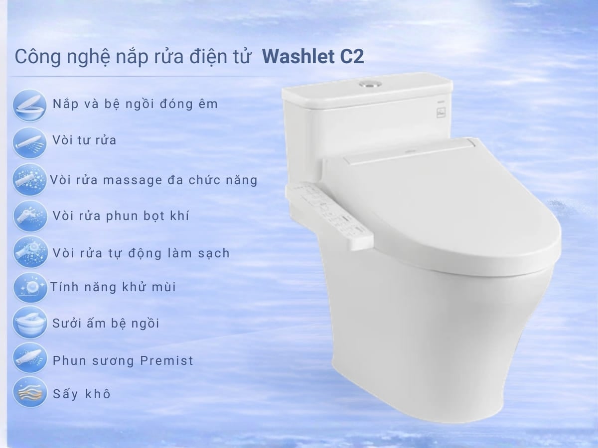 Nắp rửa điện tử WASHLET TCF23460AAA tiện nghi