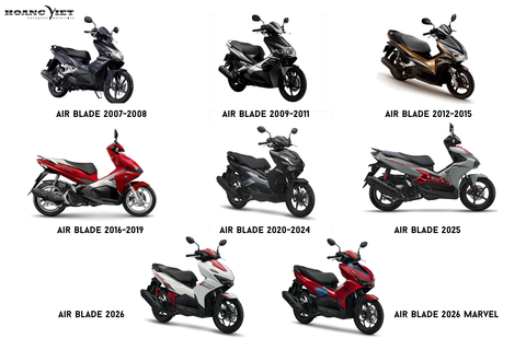 Các đời xe Air Blade từ 2007 đến 2026: Cách nhận biết từng thế hệ