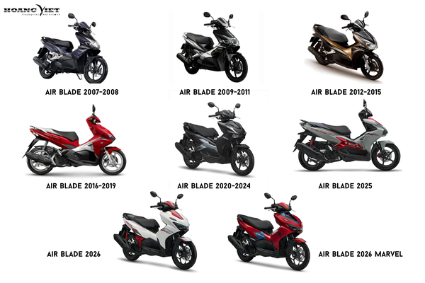 Honda Air Blade qua các đời từ 2007 đến 2026
