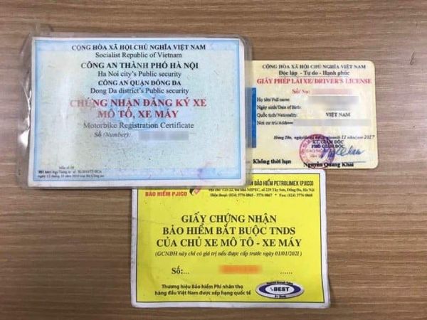 giấy tờ xe máy gồm những gì khi tham gia giao thông