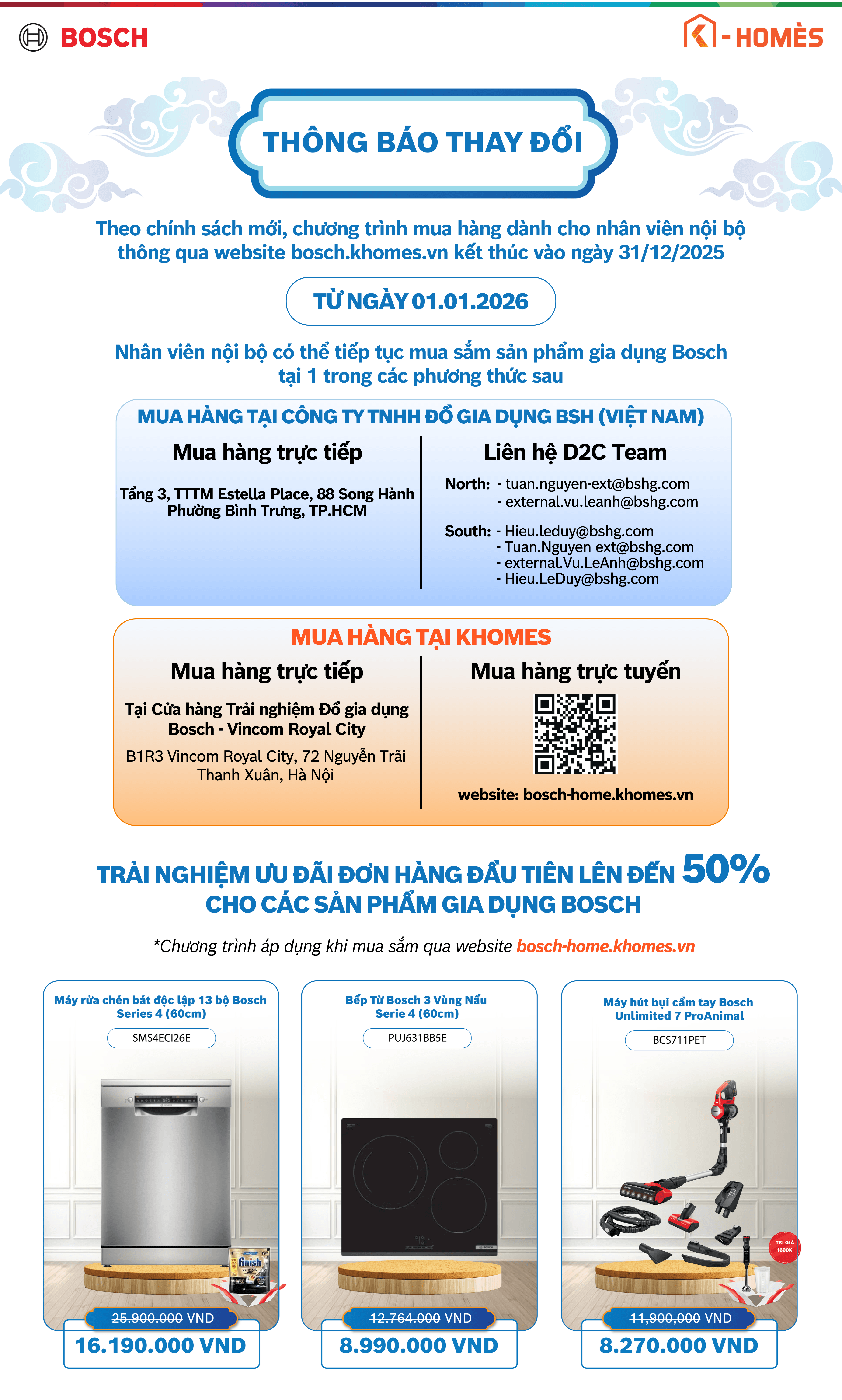Thông báo thay đổi Bosch