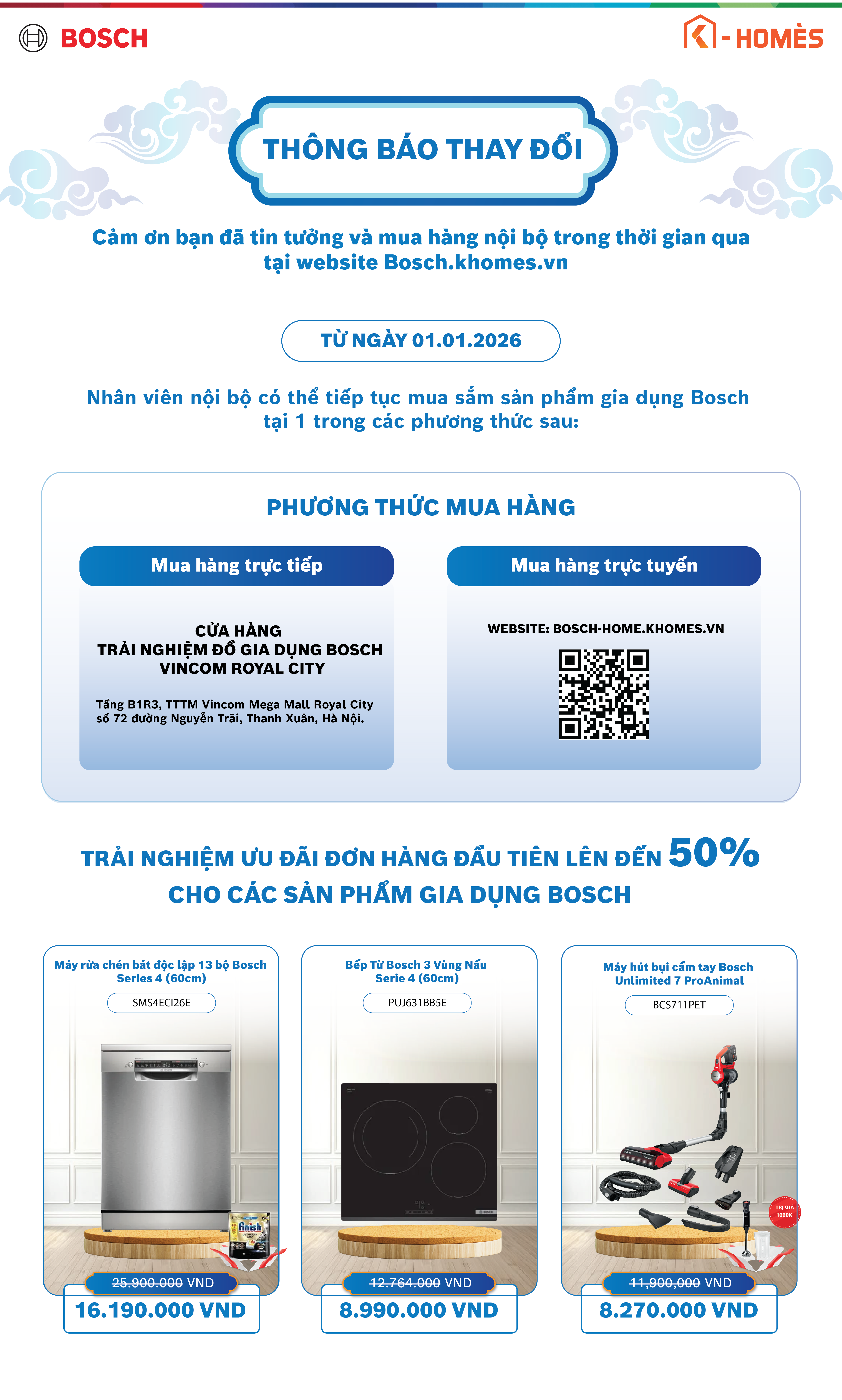 Thông báo thay đổi Bosch