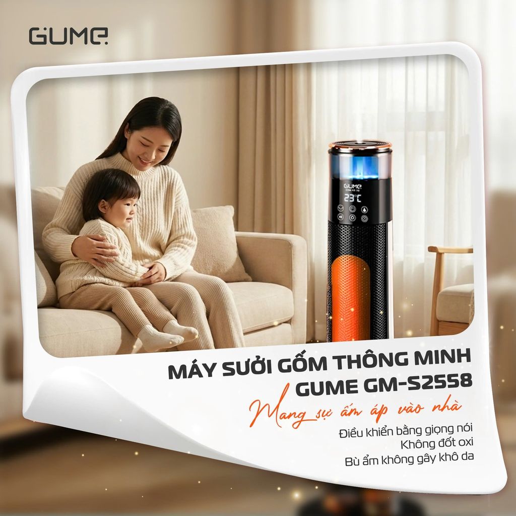Máy sưởi gốm điều khiển giọng nói GUME GM-S2558 – Công nghệ thông minh mùa đông