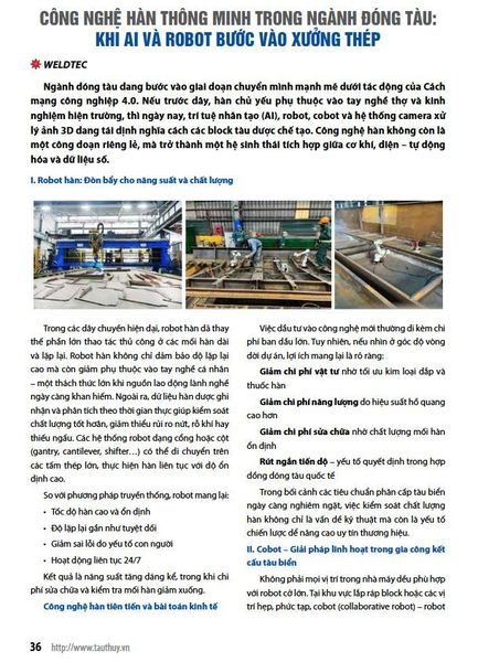 Weldtec vinh dự được quý báo Tạp chí Công Nghiệp Tàu Thủy đưa tin trong chuyên mục tham luận về tự động hóa ngành trong tháng 3/2026