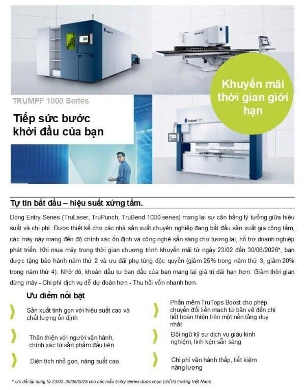 Chương trình “Entry Level Sales Push” của TRUMPF