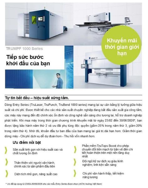 Chương trình “Entry Level Sales Push” của TRUMPF