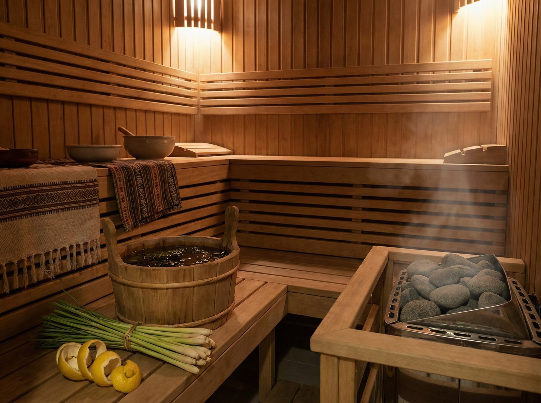 Sauna Phần Lan, nhưng hồn Việt Nam. (Bạn có nhớ nồi lá xông của bà không?)