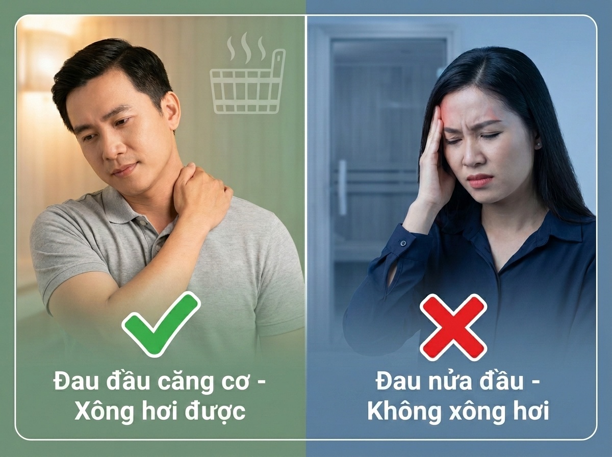 Đau nửa đầu (Migraine) mà chui vào Sauna là tự sát. (Đừng nhầm lẫn tai hại nhé).