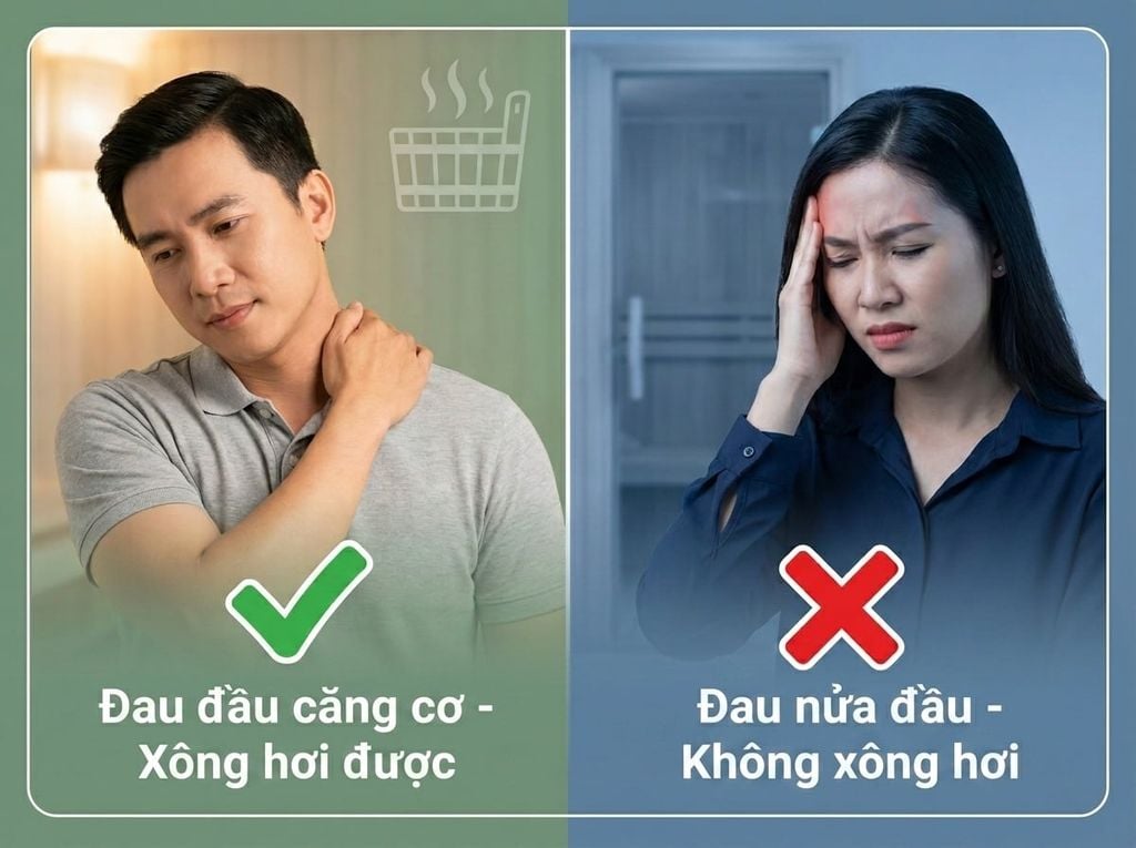 Đau nửa đầu (Migraine) mà chui vào Sauna là tự sát. (Đừng nhầm lẫn tai hại nhé).