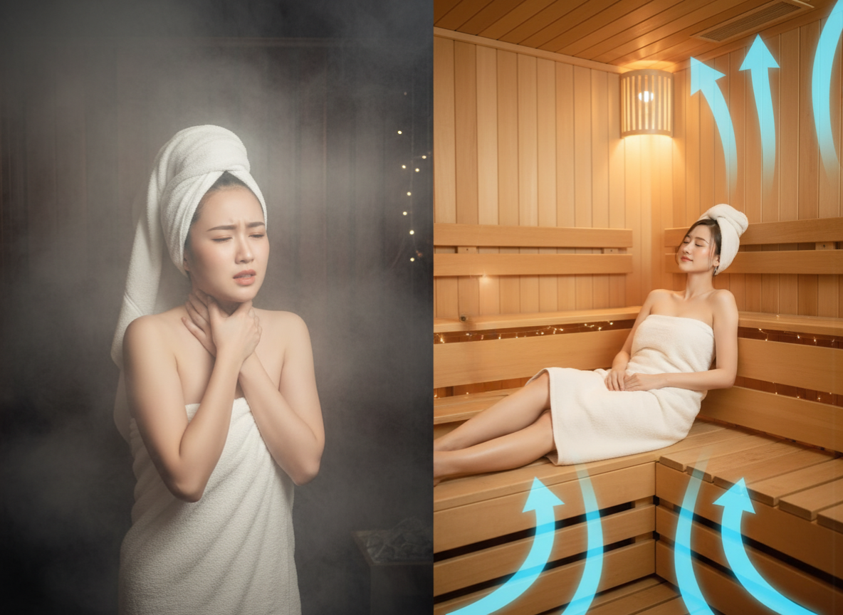 Bạn hít thở trong sauna. (Nhưng có hít thở đúng cách không?)