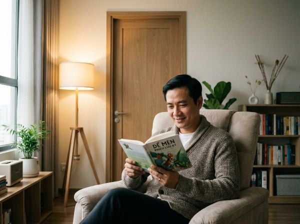Doanh nhân Việt Nam tận hưởng không gian yên tĩnh tuyệt đối để đọc sách nhờ cửa chống ồn.