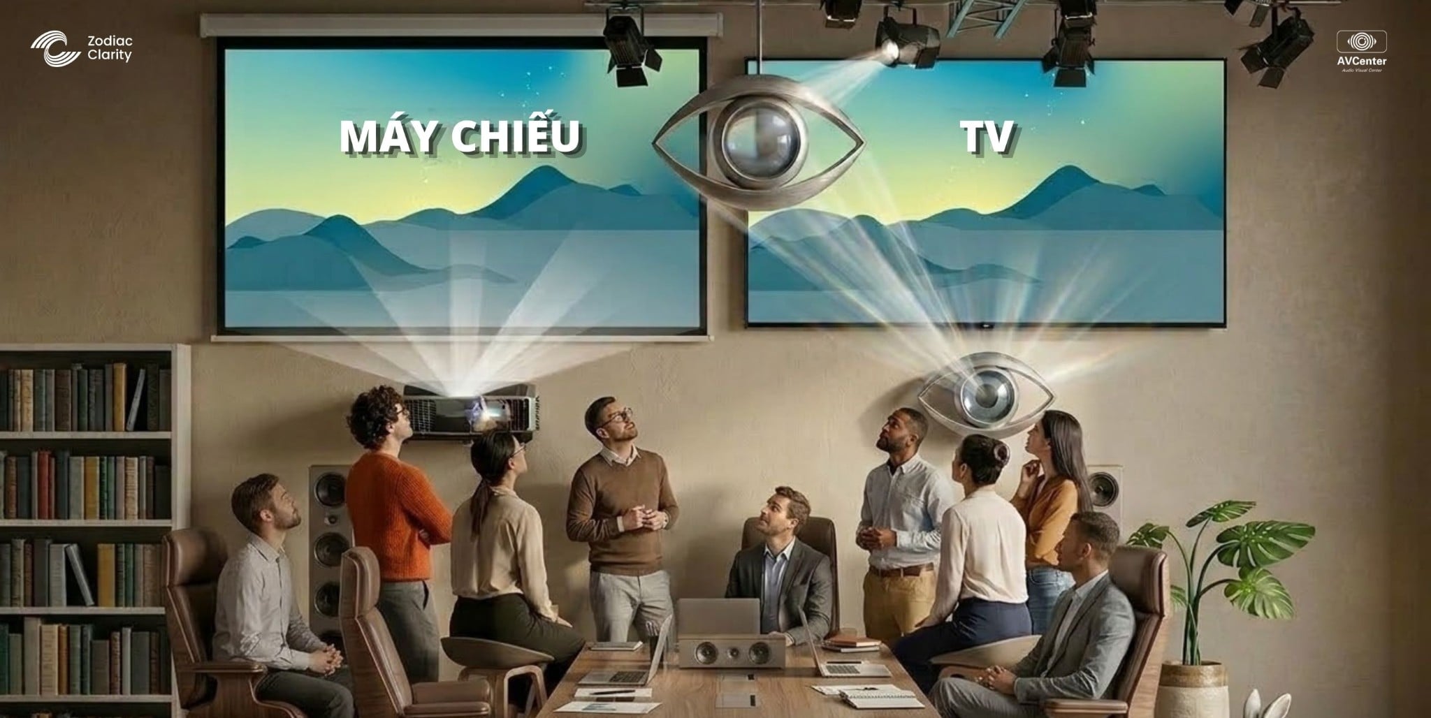 Mắt Mỏi Khi Làm Việc Trước Màn Hình Hàng Giờ: Máy Chiếu Hay TV Là Lựa Chọn Tốt Hơn Cho Doanh Nghiệp & Nhà Trường?