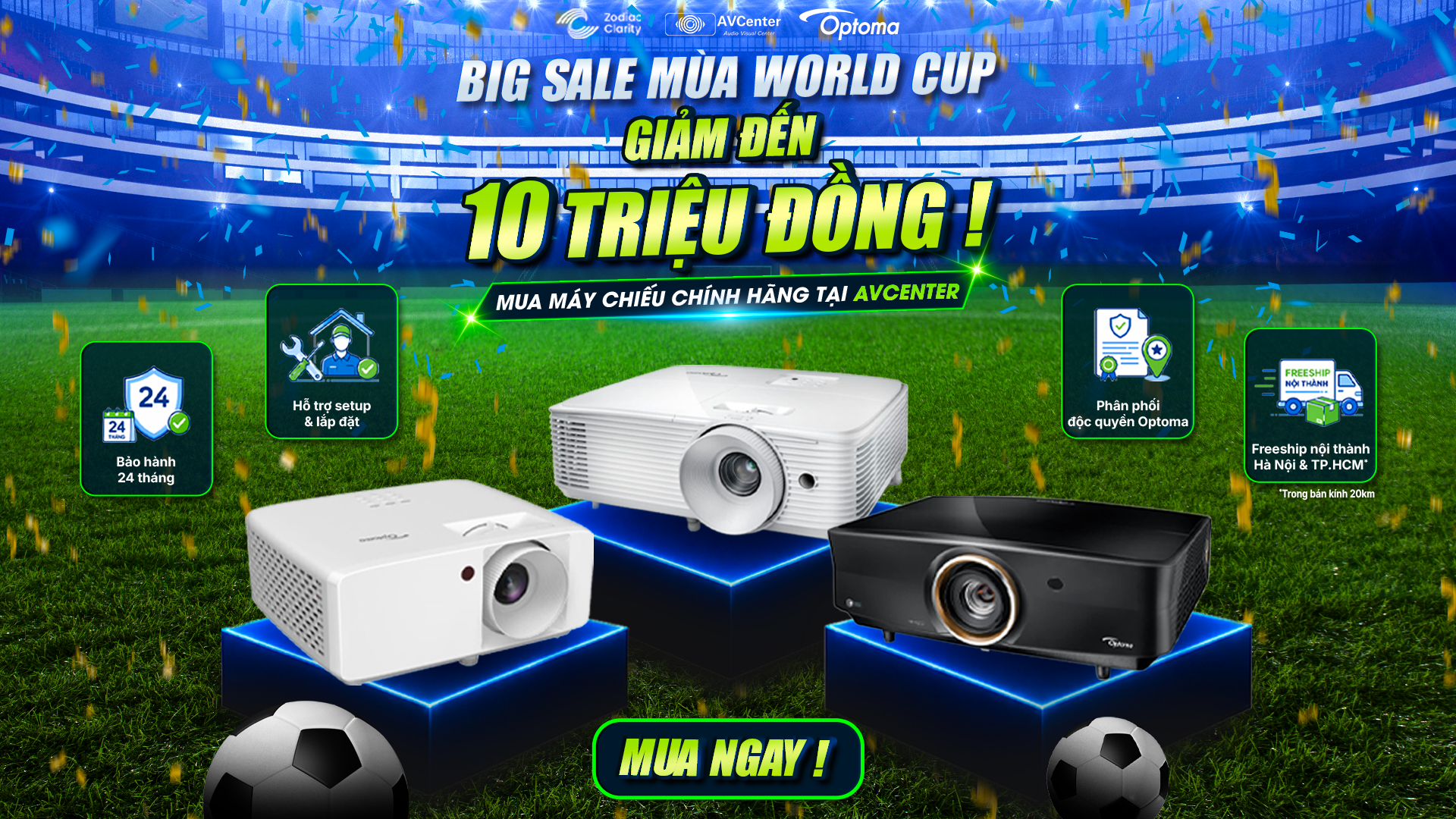 Tiêu chí chọn mua máy chiếu xem bóng đá chất lượng cho mùa World Cup 2026 dành cho quán cafe, F&B và nhà hàng