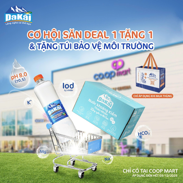 Nước Khoáng Kiềm Thiên Nhiên DaKai Mua 1 Tặng 1 Tại Co.opmart!