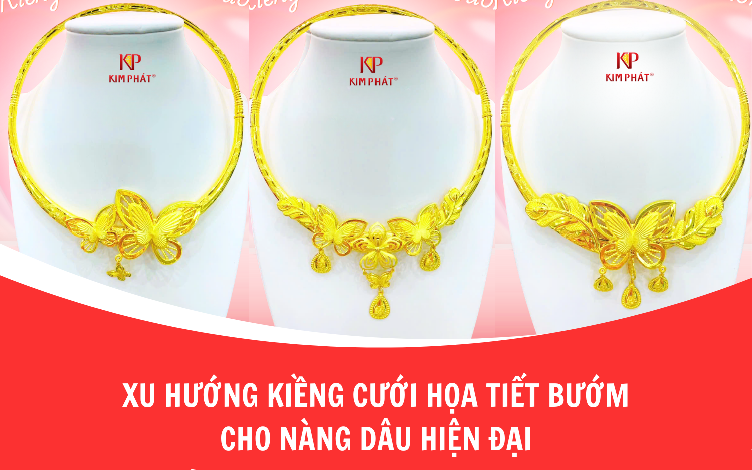 Xu hướng kiềng cưới họa tiết bướm cho nàng dâu hiện đại