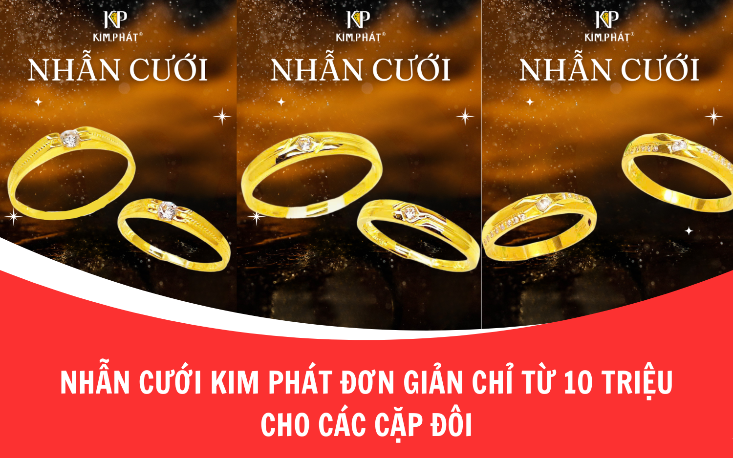 Nhẫn cưới Kim Phát đơn giản chỉ từ 10 triệu cho các cặp đôi