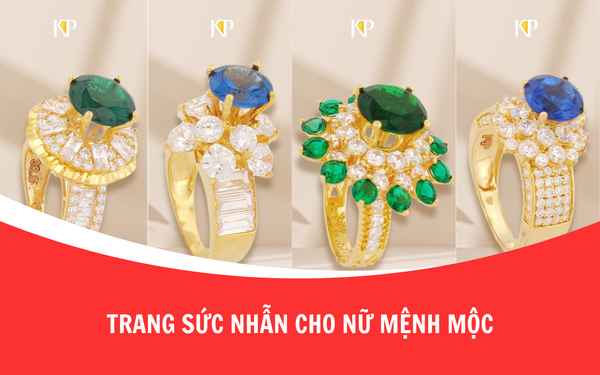 Trang Sức Nhẫn Cho Nữ Mệnh Mộc – Nhẫn Đính Đá Xanh Lam, Xanh Lá Mang Ý Nghĩa May Mắn
