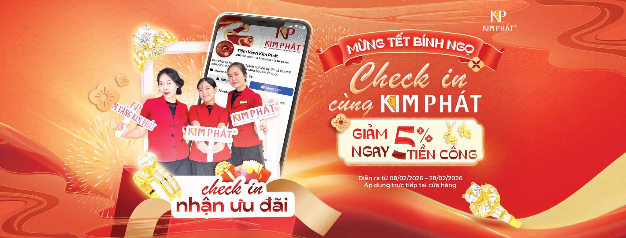 🎉 Mừng Tết Bính Ngọ – Check-in Kim Phát nhận ngay ưu đãi giảm 5% tiền công 🎉