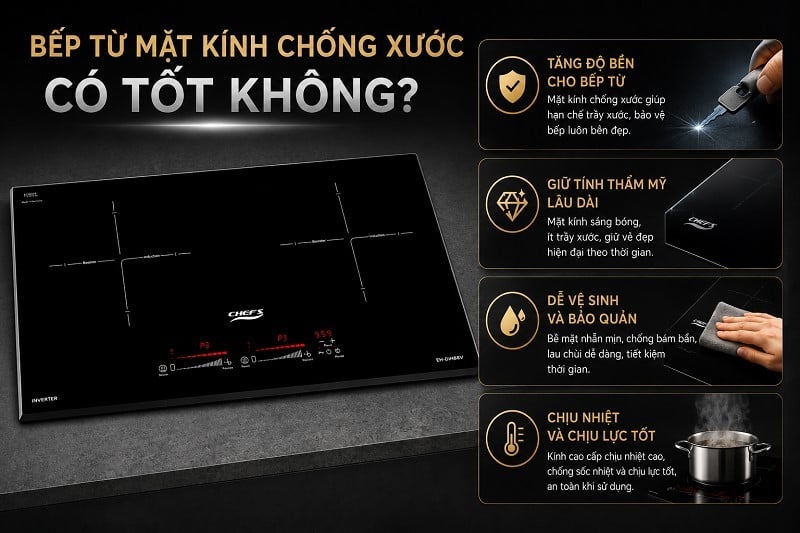 Bếp từ mặt kính chống xước loại nào tốt nên mua năm 2026