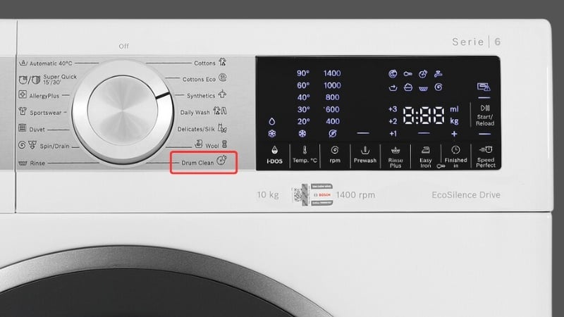 Cách vệ sinh máy giặt Bosch Serie 6, 8 với chế độ Drum Clean