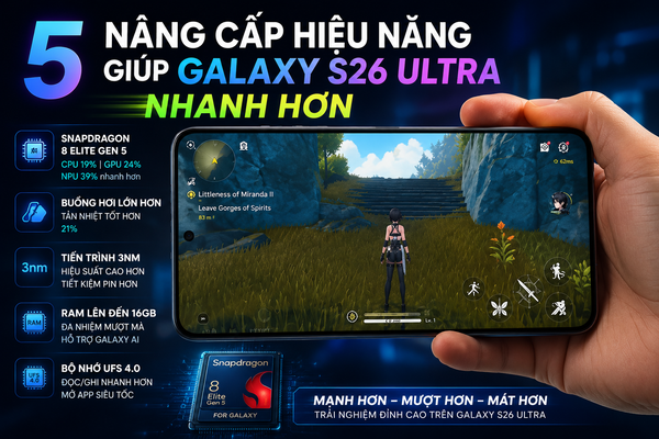5 Nâng Cấp Giúp Samsung Galaxy S26 Ultra Nhanh Hơn Đáng Kể So Với Thế Hệ Trước