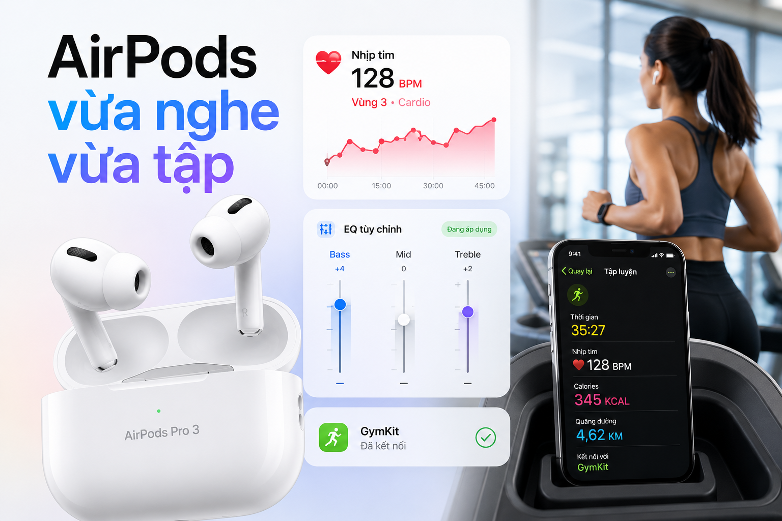 AirPods Pro 3 trên iOS 27: Custom EQ, đo nhịp tim và GymKit trên iPhone